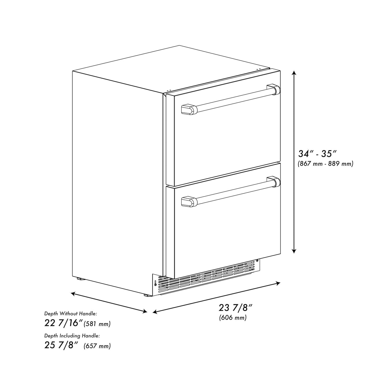 ZLINE Autograph Edition 24 in. Touchstone 168 Can Outdoor-Rated Dual Refrigerator Drawer with White Matte Doors and Matte Black Handles (RDSOZ-WM-24-MB)