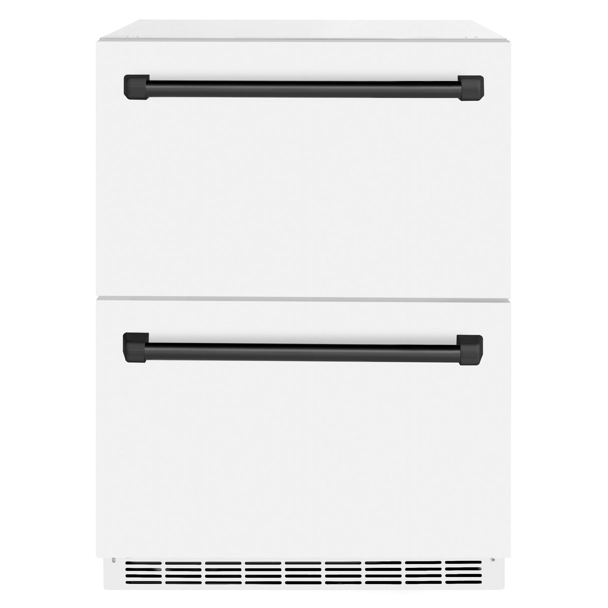 ZLINE Autograph Edition 24 in. Touchstone 168 Can Outdoor-Rated Dual Refrigerator Drawer with White Matte Doors and Matte Black Handles (RDSOZ-WM-24-MB)