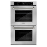 ZLINE Autograph Edition 30 in. Professional True Convection Double Wall Oven with Air Fry and Self Clean in Stainless Steel with Polished Nickel Helix Handles (WADZ-30-KPN)