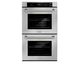ZLINE Autograph Edition 30 in. Professional True Convection Double Wall Oven with Air Fry and Self Clean in Stainless Steel with Polished Nickel Helix Handles (WADZ-30-KPN)