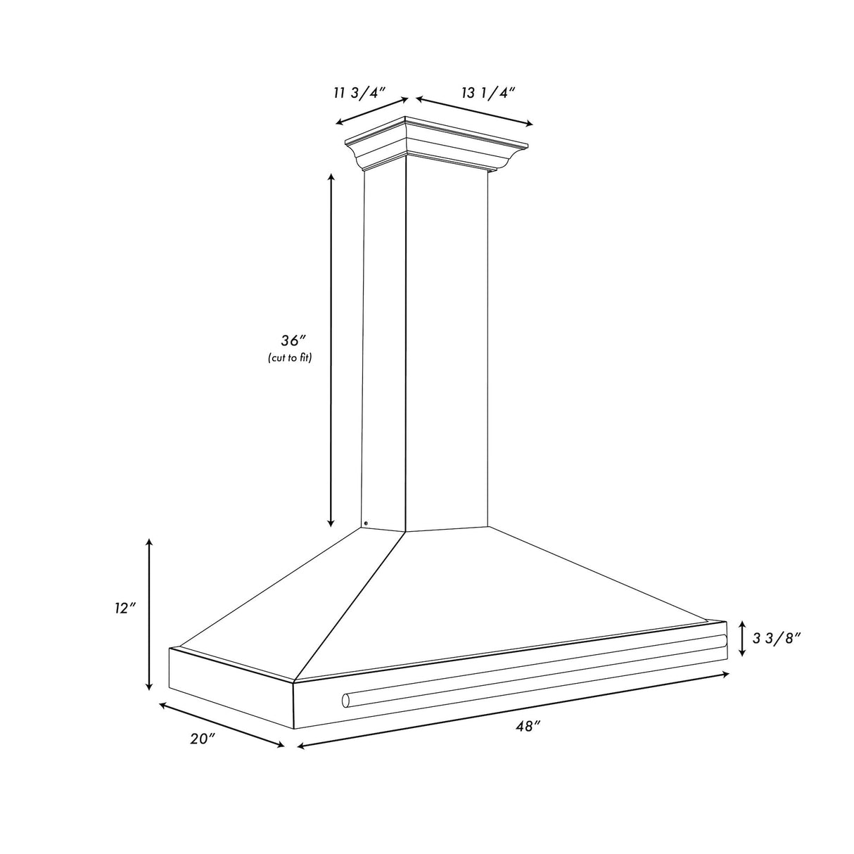 ZLINE Autograph Edition 48 in. Convertible Satin Stainless Steel Wall Mount Range Hood with Black Matte Shell and Polished Gold Handle (KB4SNZ-BLM48-G)