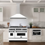 ZLINE 48 in. Autograph Edition Convertible Fingerprint Resistant DuraSnow® Stainless Steel Range Hood with White Matte Shell and Matte Black Handle (KB4SNZ-WM48-MB)