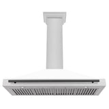 ZLINE 48 in. Autograph Edition Convertible Fingerprint Resistant DuraSnow® Stainless Steel Range Hood with White Matte Shell and Matte Black Handle (KB4SNZ-WM48-MB)