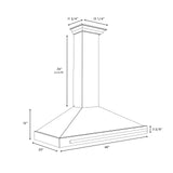 ZLINE Autograph Edition 48 in. Convertible Satin Stainless Steel Wall Mount Range Hood with Black Matte Shell and Champagne Bronze Handle (KB4SNZ-BLM48-CB)