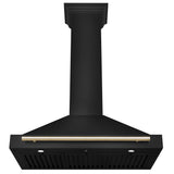ZLINE 36 in. Autograph Edition Black Stainless Steel Wall Mount Range Hood With Polished Gold Handle (BSKB4Z-36-G)