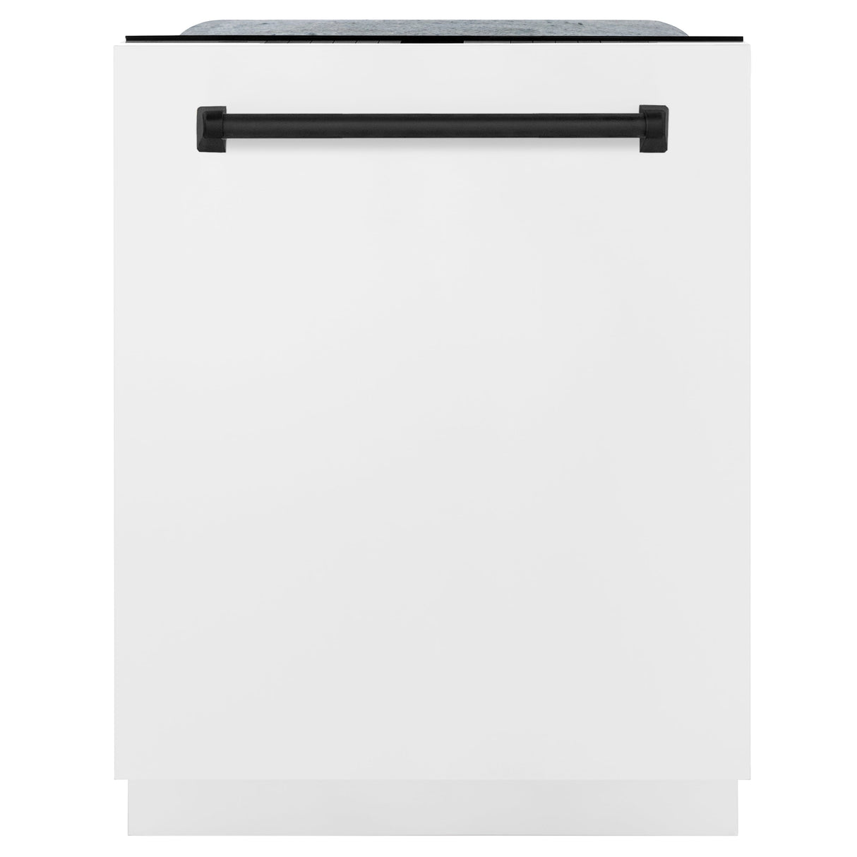 ZLINE Autograph Edition 24" Monument Series 3rd Rack Top Control Built-In Tall Tub Dishwasher in White Matte with Matte Black Handle, 45dBa (DWMTZ-WM-24-MB)