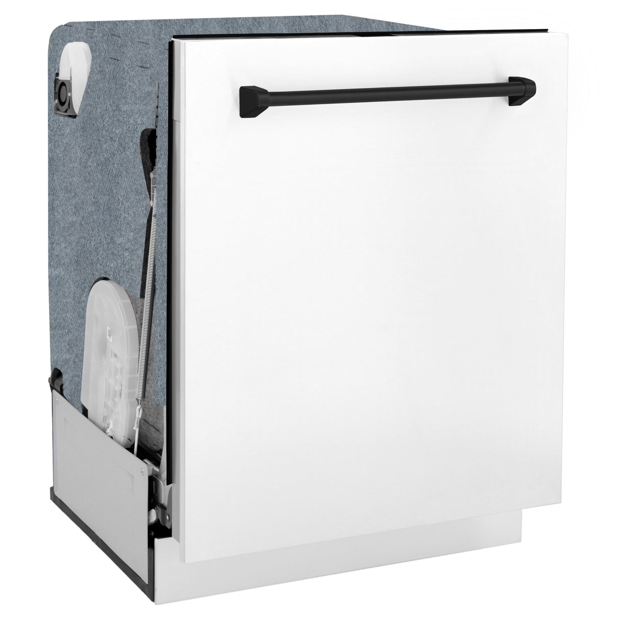 ZLINE Autograph Edition 24" Monument Series 3rd Rack Top Control Built-In Tall Tub Dishwasher in White Matte with Matte Black Handle, 45dBa (DWMTZ-WM-24-MB)