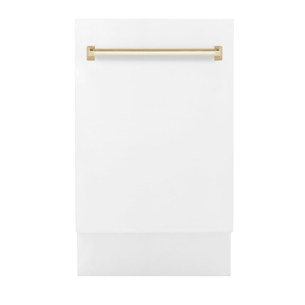 ZLINE Autograph Edition 18” Tallac Series 3rd Rack Top Control Built-In Dishwasher in White Matte with Polished Gold Handle, 51dBa (DWVZ-WM-18-G)