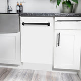 ZLINE Autograph Edition 18” Tallac Series 3rd Rack Top Control Built-In Dishwasher in White Matte with Matte Black Handle, 51dBa (DWVZ-WM-18-MB)