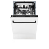 ZLINE Autograph Edition 18” Tallac Series 3rd Rack Top Control Built-In Dishwasher in White Matte with Matte Black Handle, 51dBa (DWVZ-WM-18-MB)