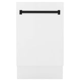 ZLINE Autograph Edition 18” Tallac Series 3rd Rack Top Control Built-In Dishwasher in White Matte with Matte Black Handle, 51dBa (DWVZ-WM-18-MB)