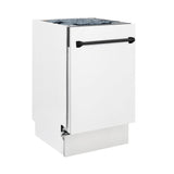 ZLINE Autograph Edition 18” Tallac Series 3rd Rack Top Control Built-In Dishwasher in White Matte with Matte Black Handle, 51dBa (DWVZ-WM-18-MB)