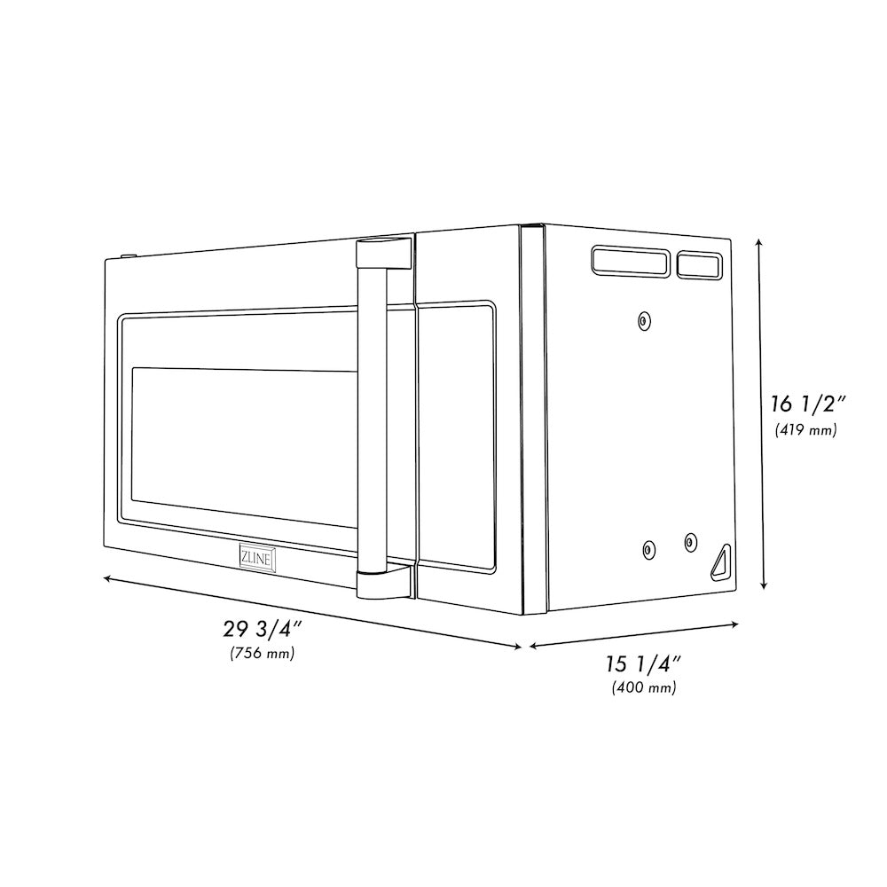 ZLINE 1.5 cu. ft. Over the Range Convection Microwave Oven in Black Stainless Steel with Traditional Handle and Sensor Cooking (MWO-OTR-H-30-BS)