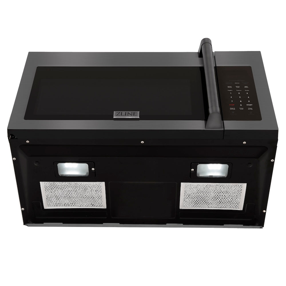 ZLINE 1.5 cu. ft. Over the Range Convection Microwave Oven in Black Stainless Steel with Traditional Handle and Sensor Cooking (MWO-OTR-H-30-BS)