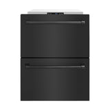 ZLINE 24 in. Touchstone 168 Can Outdoor-Rated Dual Refrigerator Drawer with Black Stainless Steel Doors (RDSO-BS-24)