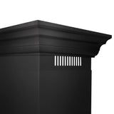 ZLINE 42" Convertible Vent Wall Mount Range Hood in Black Stainless Steel with Crown Molding (BSKBNCRN-42)