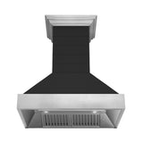 ZLINE 36 in. Wooden Wall Mount Range Hood in Rustic Shiplap Black Finish with Stainless Steel Accents (365CC-36)