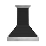 ZLINE 36 in. Wooden Wall Mount Range Hood in Rustic Shiplap Black Finish with Stainless Steel Accents (365CC-36)