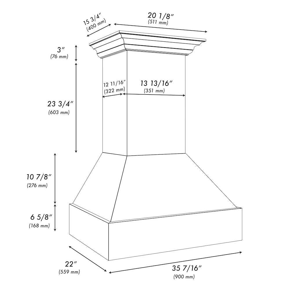 ZLINE 36 in. Wooden Wall Mount Range Hood in Rustic Bright White Finish (355WW-36)