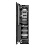 ZLINE Autograph Edition 18 in. 8.6 cu. ft. Left Hinge Column Freezer in Black Stainless Steel with Graphite Gray Interior and Polished Gold Accents (RCFVLZ-BS-18-G)