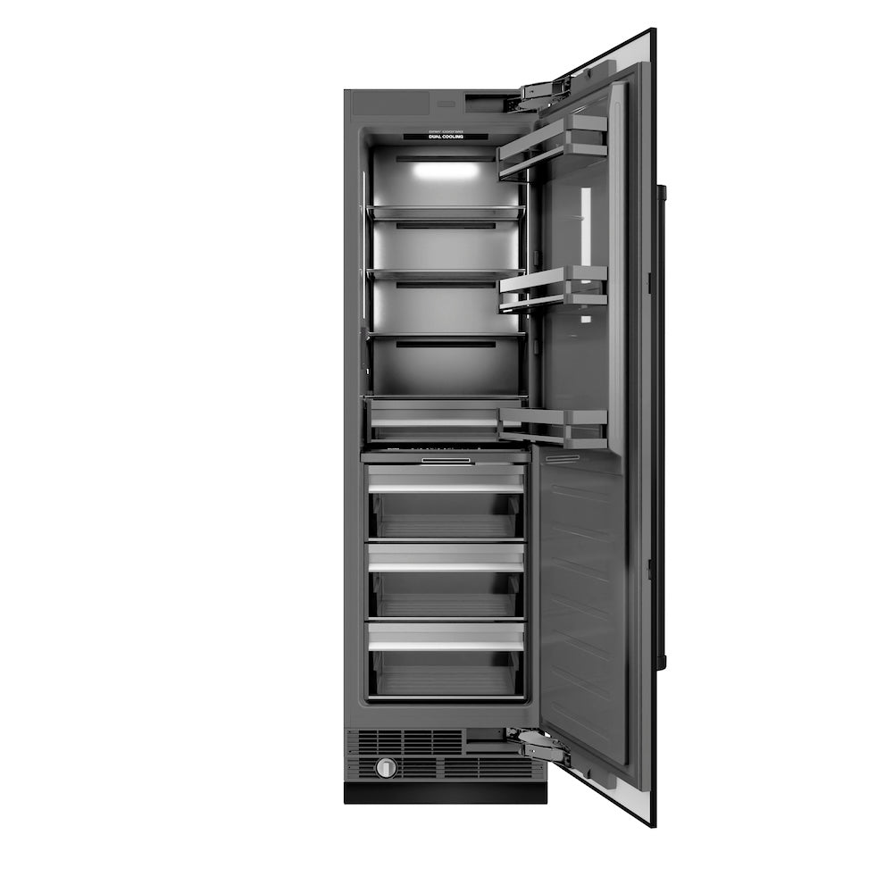 ZLINE 24 in. 12.5 cu. ft. Column Refrigerator in Black Stainless Steel with Graphite Gray Interior (RCRV-BS-24)