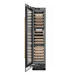 ZLINE Autograph Edition 18 in. 9.0 cu. ft. Triple Zone 68 Bottle Left Hinge Column Wine Cooler in Black Stainless Steel with Champagne Bronze Accents (RCWVLZ-BS-18-CB)