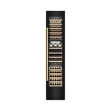 ZLINE Autograph Edition 18 in. 9.0 cu. ft. Triple Zone 68 Bottle Right Hinge Column Wine Cooler in Black Stainless Steel with Champagne Bronze Accents (RCWVRZ-BS-18-CB)