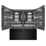 ZLINE 72 in. 39.6 cu. ft. French Door Built-In Bottom Freezer Refrigerator with Water Dispensers and Ice Makers in Black Stainless Steel with Graphite Gray Interior (GRBIT-BS-72)