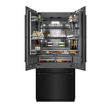 ZLINE 36 in. 19.6 cu. ft. French Door Built-In Bottom Freezer Refrigerator with Water Dispenser and Ice Maker in Black Stainless Steel with Graphite Gray Interior (GRBIV-BS-36)