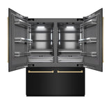 ZLINE Autograph Edition 60 in. 32.2 cu. ft. French Door Built-In Bottom Freezer Refrigerator with Water Dispenser and Ice Maker in Black Stainless Steel with Graphite Gray Interior and Champagne Bronze Accents (GRBIVZ-BS-60-CB)