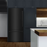 ZLINE 36 in. 19.8 cu. ft. Built-In Bottom Freezer Refrigerator with Water Dispenser and Ice Maker in Black Stainless Steel (RBIT-BS-36)