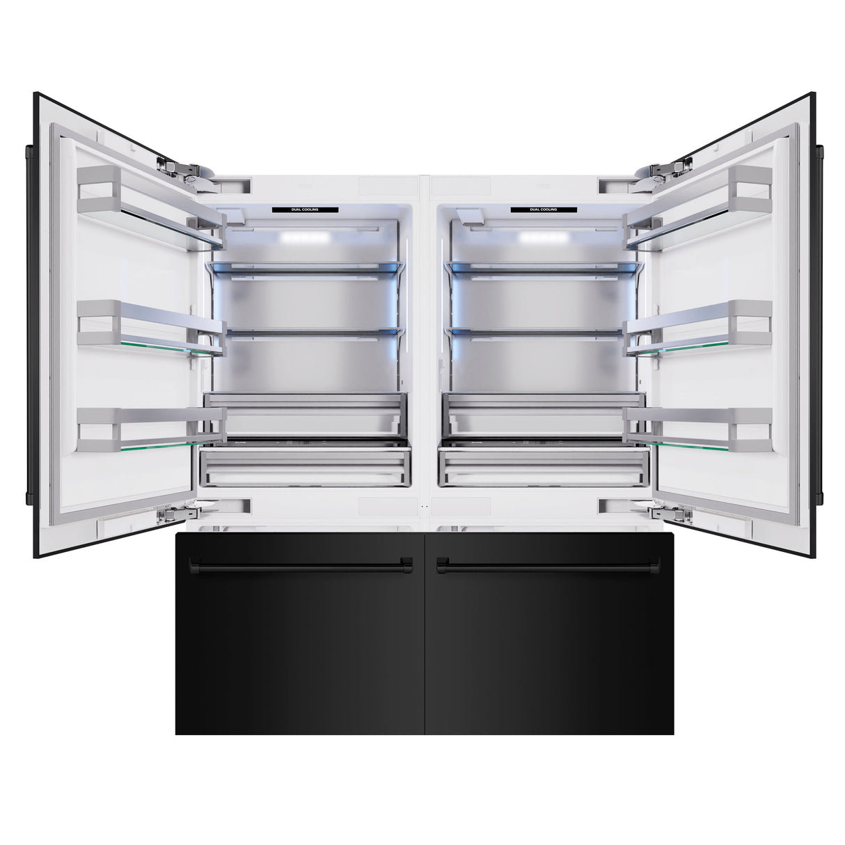ZLINE 72 in. 39.6 cu. ft. French Door Built-In Bottom Freezer Refrigerator with Water Dispensers and Ice Makers in Black Stainless Steel (RBIT-BS-72)