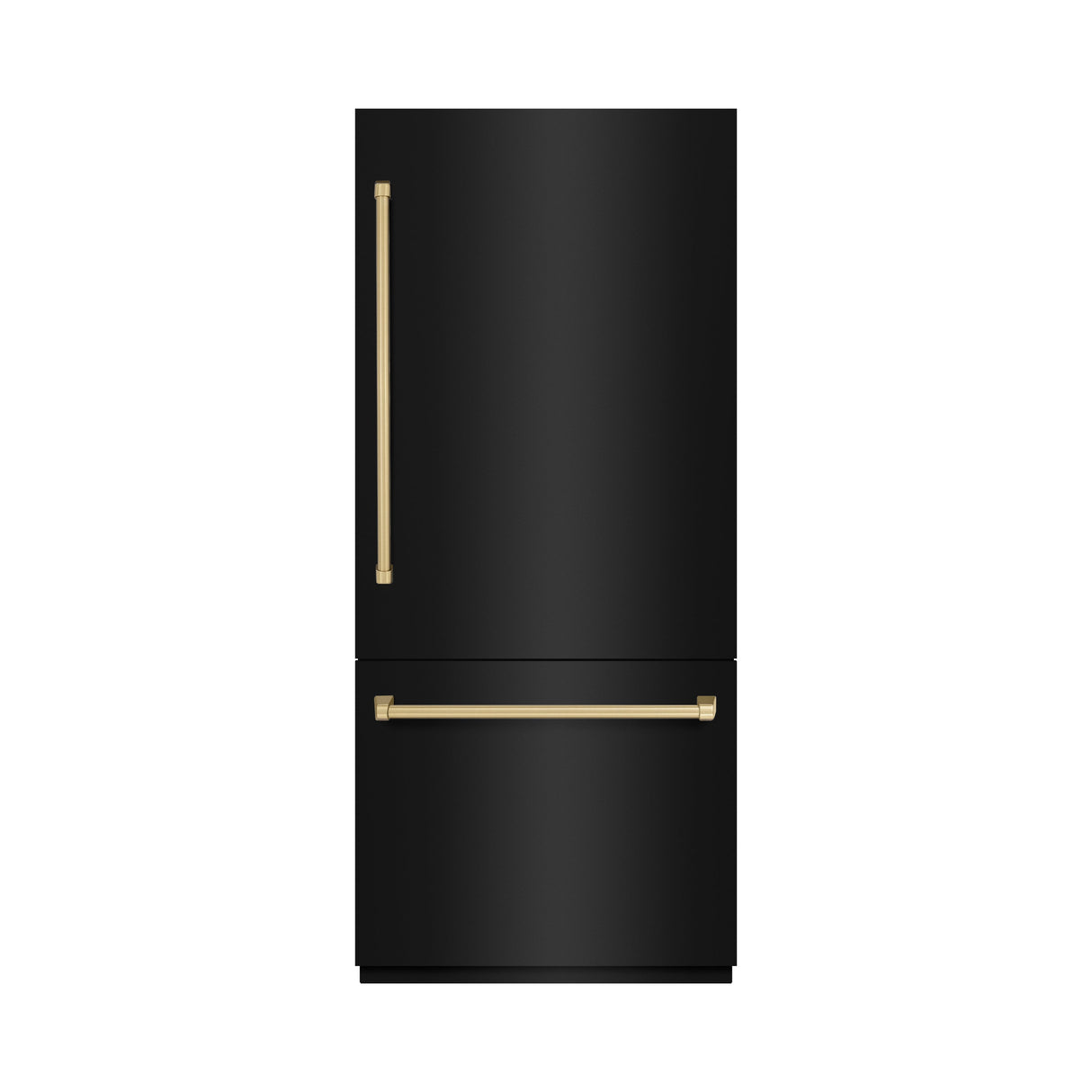 ZLINE Autograph Edition 36 in. 19.8 cu. ft. Built-In Bottom Freezer Refrigerator with Water Dispenser and Ice Maker in Black Stainless Steel and Champagne Bronze Accents (RBITZ-BS-36-CB)