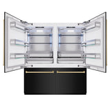 ZLINE Autograph Edition 72 in. 39.6 cu. ft. French Door Built-In Bottom Freezer Refrigerator with Water Dispensers and Ice Makers in Black Stainless Steel and Champagne Bronze Accents (RBITZ-BS-72-CB)