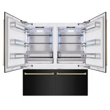 ZLINE Autograph Edition 72 in. 39.6 cu. ft. French Door Built-In Bottom Freezer Refrigerator with Water Dispensers and Ice Makers in Black Stainless Steel and Champagne Bronze Accents (RBITZ-BS-72-CB)