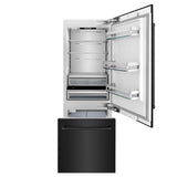 ZLINE 30" 16.1 cu. ft. Built-In 2-Door Bottom Freezer Refrigerator with Internal Water and Ice Dispenser in Black Stainless Steel (RBIV-BS-30)
