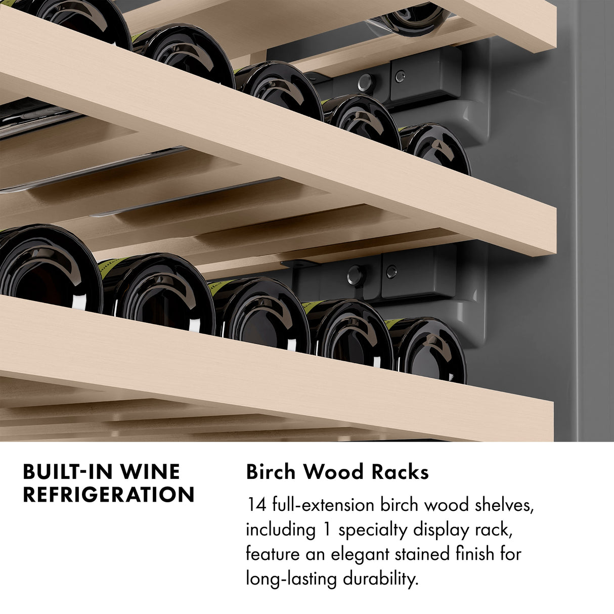 ZLINE Autograph Edition 24 in. 12.4 cu. ft. Triple Zone 100 Bottle Column Wine Cooler in Satin Stainless Steel and Polished Gold Accents (RCWVZ-SN-24-G)