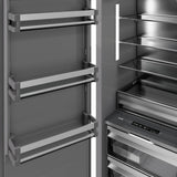 ZLINE Autograph Edition 18 in. 8.6 cu. ft. Left Hinge Column Freezer in Satin Stainless Steel with Graphite Gray Interior and Champagne Bronze Accents (RCFVLZ-SN-18-CB)