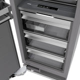 ZLINE Autograph Edition 18 in. 8.6 cu. ft. Left Hinge Column Freezer in Satin Stainless Steel with Graphite Gray Interior and Champagne Bronze Accents (RCFVLZ-SN-18-CB)