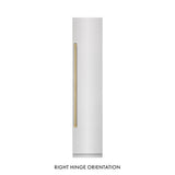 ZLINE Autograph Edition 18 in. 8.6 cu. ft. Right Hinge Column Freezer in Satin Stainless Steel with Graphite Gray Interior and Champagne Bronze Accents (RCFVRZ-SN-18-CB)