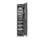 ZLINE Autograph Edition 18 in. 8.6 cu. ft. Right Hinge Column Freezer in Satin Stainless Steel with Graphite Gray Interior and Champagne Bronze Accents (RCFVRZ-SN-18-CB)