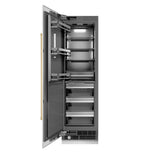 ZLINE Autograph Edition 24 in. 12.4 cu. ft. Column Freezer in Satin Stainless Steel with Graphite Gray Interior and Polished Gold Accents (RCFVZ-SN-24-G)