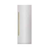 ZLINE Autograph Edition 30 in. 16.7 cu. ft. Column Refrigerator in Satin Stainless Steel with Graphite Gray Interior and Polished Gold Accents (RCRVZ-SN-30-G)