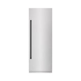 ZLINE Autograph Edition 30 in. 16.7 cu. ft. Column Refrigerator in Satin Stainless Steel with Graphite Gray Interior and Matte Black Accents (RCRVZ-SN-30-MB)