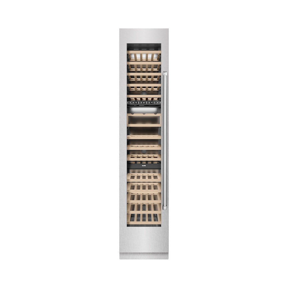 ZLINE 18 in. 9.0 cu. ft. Triple Zone 68 Bottle Left Hinge Column Wine Cooler in Satin Stainless Steel (RCWVL-SN-18)