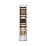 ZLINE Autograph Edition 18 in. 9.0 cu. ft. Triple Zone 68 Bottle Left Hinge Column Wine Cooler in Satin Stainless Steel with Champagne Bronze Accents (RCWVLZ-SN-18-CB)