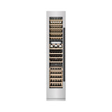 ZLINE Autograph Edition 18 in. 9.0 cu. ft. Triple Zone 68 Bottle Left Hinge Column Wine Cooler in Satin Stainless Steel with Matte Black Accents (RCWVLZ-SN-18-MB)