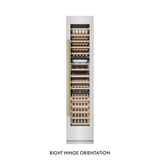ZLINE Autograph Edition 18 in. 9.0 cu. ft. Triple Zone 68 Bottle Right Hinge Column Wine Cooler in Satin Stainless Steel with Polished Gold Accents (RCWVRZ-SN-18-G)