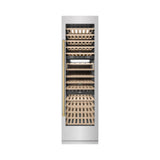 ZLINE Autograph Edition 24 in. 12.4 cu. ft. Triple Zone 100 Bottle Column Wine Cooler in Satin Stainless Steel and Polished Gold Accents (RCWVZ-SN-24-G)