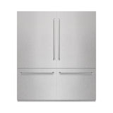 ZLINE 72 in. 39.6 cu. ft. French Door Built-In Bottom Freezer Refrigerator with Water Dispensers and Ice Makers in Satin Stainless Steel with Graphite Gray Interior (GRBIT-SN-72)